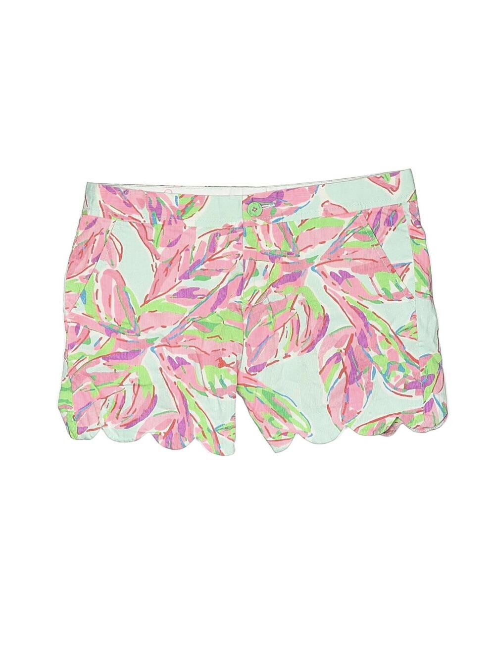 Lilly Pulitzer Pink Leaf Printed Cotton Shorts Size 2